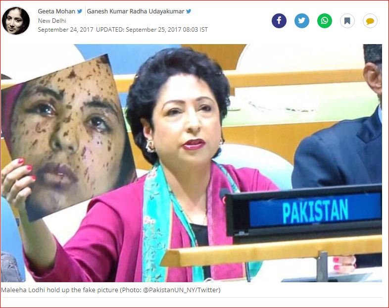 Maleeha Lodhi carrying a fake picture ( @pakistanUN_NY/Twitter)